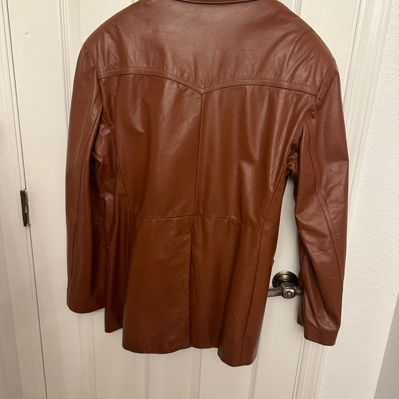 Vintage 1970’s Sears “The Leather Shop” Cognac Leather Blazer in a 42R - Picture 3 of 10